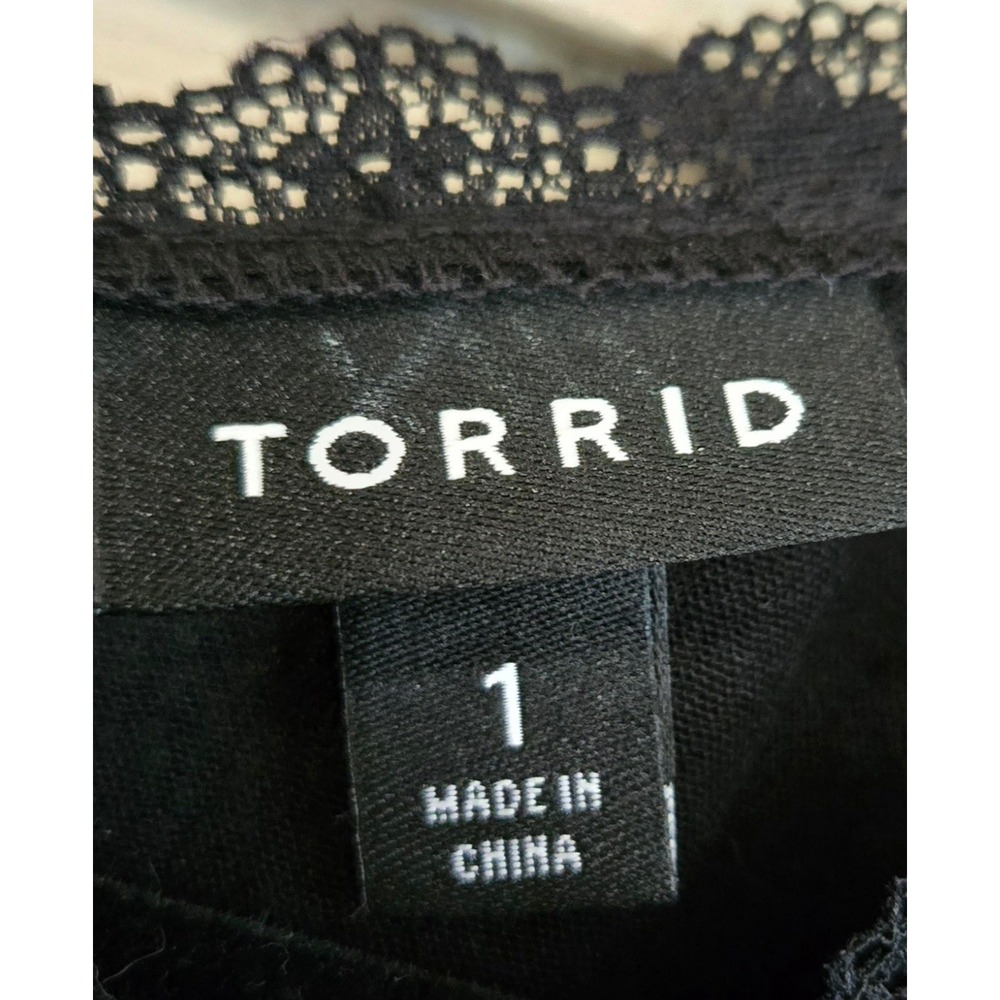 Torrid Whimsygoth Black Crinkle Gauze Lace Trapeze Dress Sleeveless Size 1, L/XL - Picture 12 of 14